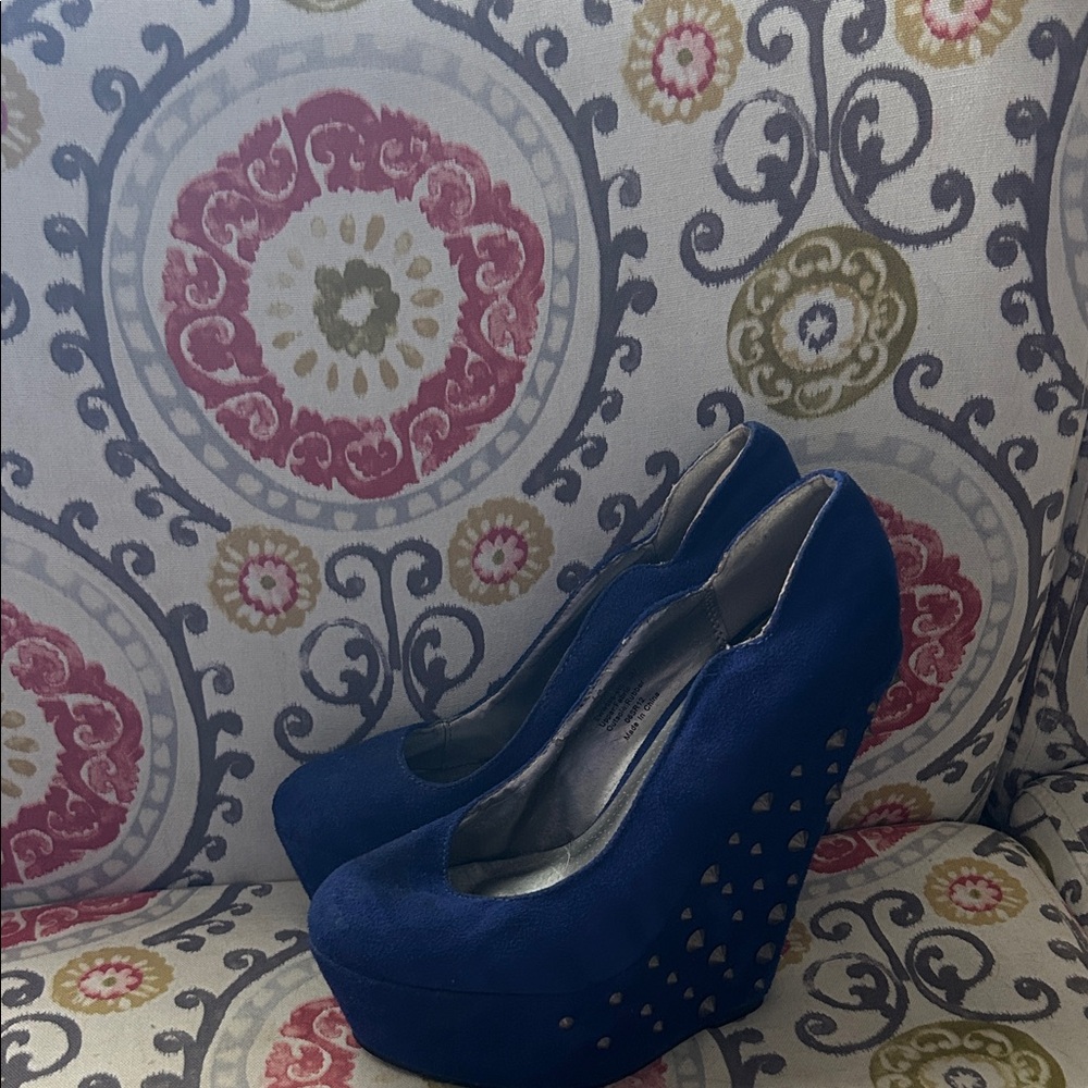 Dereon Royal Blue Wedge Shoes